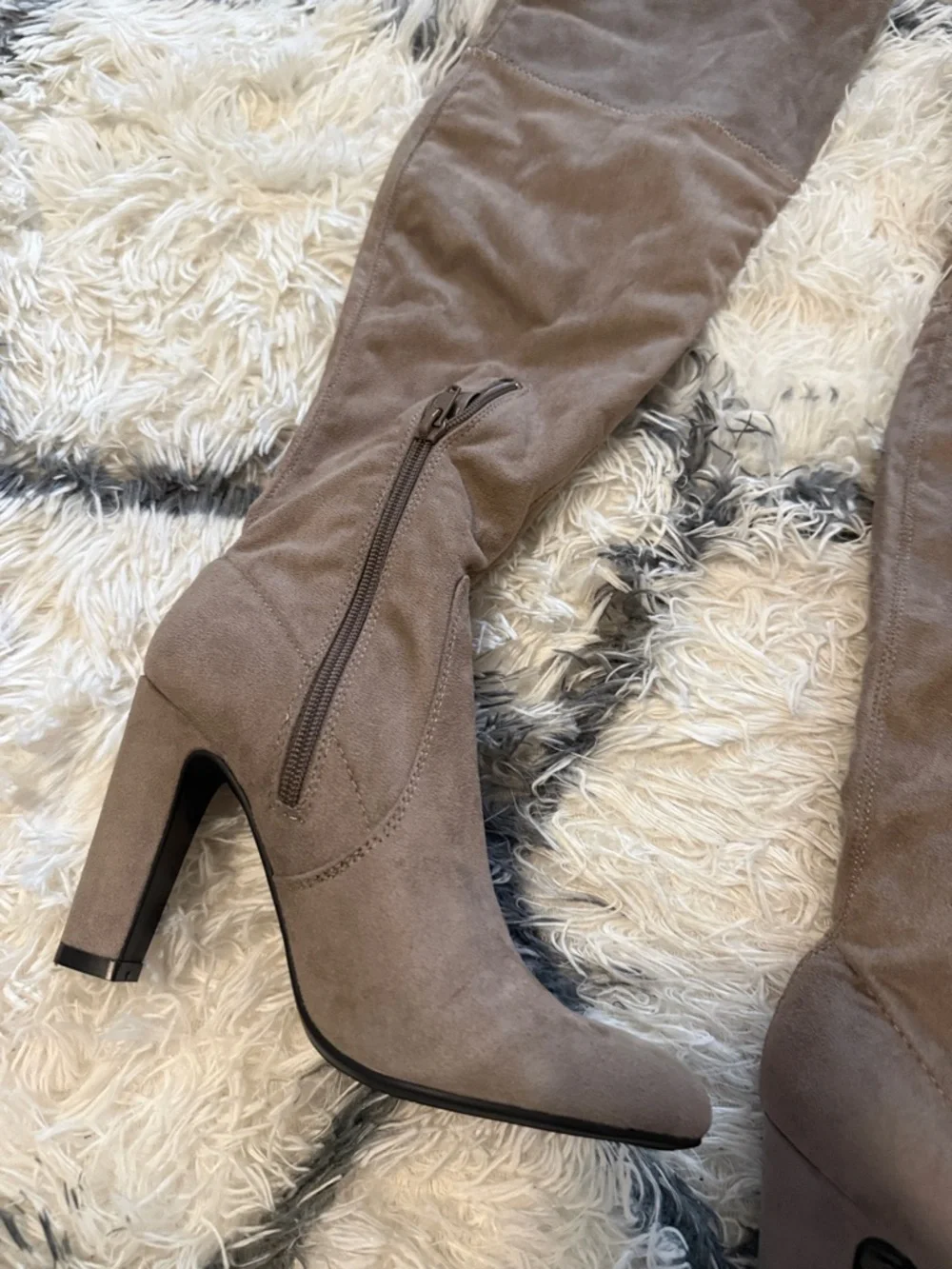 Unisa Taupe Over-the-Knee Suede Heeled Boots
